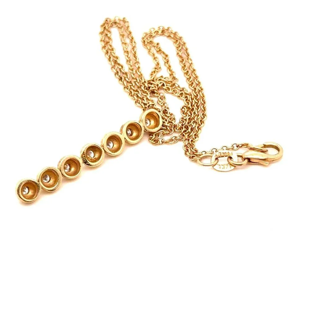 14K Gold 7-Diamonds Drop Pendant Necklace